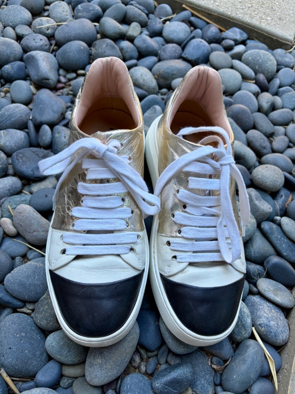 Halmanera Italian Leather Colorblock Lace-up Sneakers - Picture 2 of 5